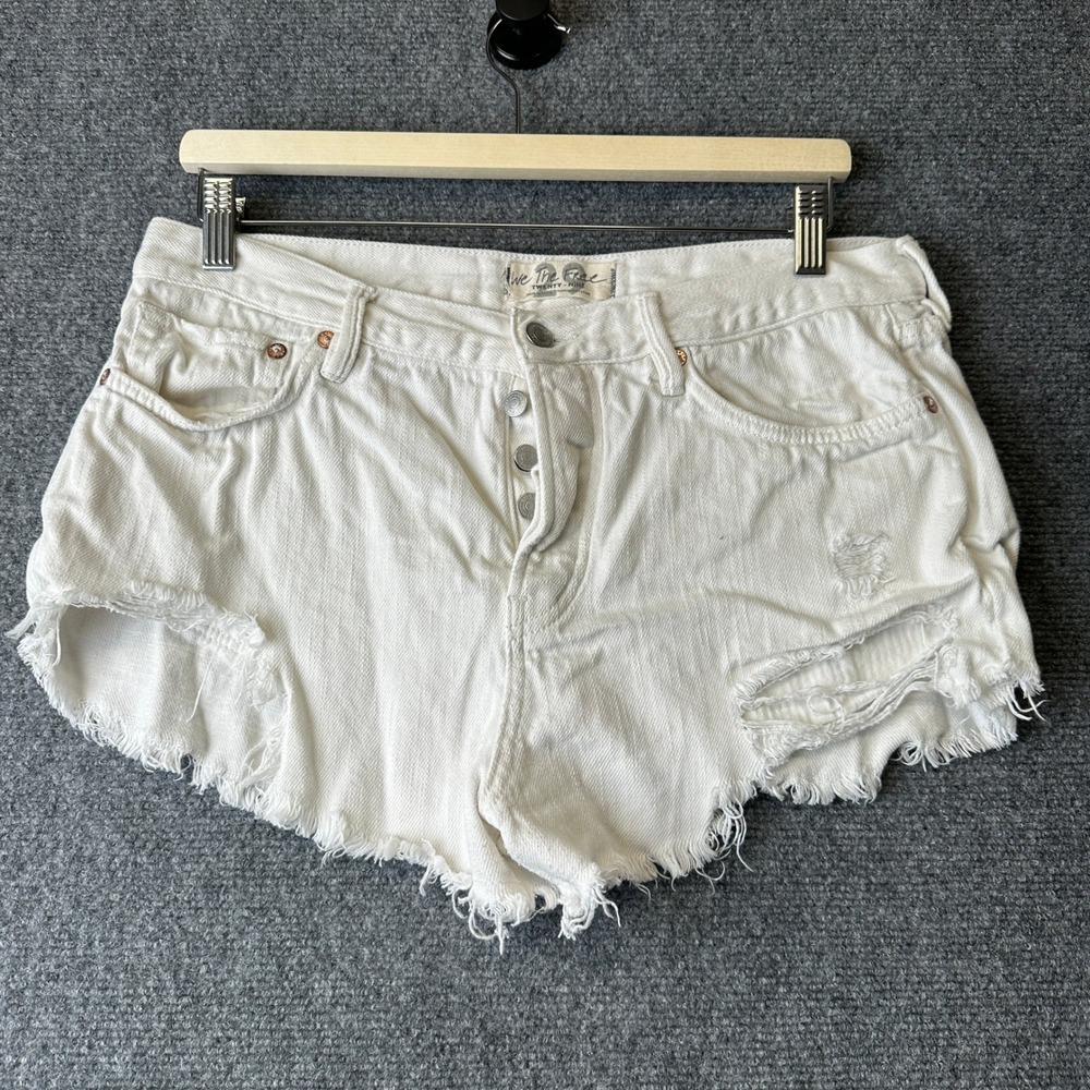 Free People We The Free Denim Shorts Womens 29 White Distressed Cut Off Summer